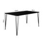 Imagem de Conjunto de Mesa Elen Retangular Tampo de Madeira 140x80cm Preto com 4 Cadeiras Katrina Branca Assen