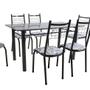 Imagem de Conjunto de Mesa Granada com 6 Cadeiras Lisboa Preto Prata e Branco Floral