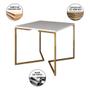 Imagem de Conjunto de Mesa Industrial Base Dourada Tampo Quadrado 90cm Branco 4 Poltronas Estofadas Grafite