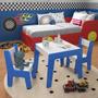 Imagem de Conjunto De Mesa Infatil 2 Cadeiras Sala De Brinquedos Azul