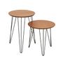Imagem de Conjunto de Mesa Lateral Industrial Madeira com Base Ferro