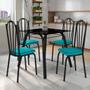 Imagem de Conjunto De Mesa Lotus 75cm Preto Com 4 Cadeiras 121 Azul Turquesa Artefamol