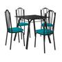 Imagem de Conjunto De Mesa Lotus 75cm Preto Com 4 Cadeiras 121 Azul Turquesa Artefamol