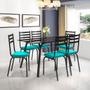 Imagem de Conjunto de Mesa Lotus SF Preto 1,40 cm Com 6 Cadeiras 118 Azul Turquesa Artefamol