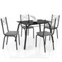 Imagem de Conjunto de Mesa Lotus Vidro SF Preto De 1,07 m Com 4 Cadeiras 119 Platina Artefamol