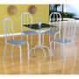 Imagem de Conjunto de Mesa Malaga com 4 Cadeiras Madri Branco e Preto Listrado
