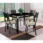 Imagem de Conjunto De Mesa Malva Com 4 Cadeiras Tampo De Vidro 107cm SF Preto Fosco Assento Cedro Artefamol