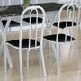Imagem de Conjunto de Mesa Miame com 6 Cadeiras Madri Branco e Preto Liso