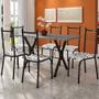 Imagem de Conjunto de Mesa Miami Com 6 Cadeiras Lisboa II Preto e Floral