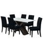 Imagem de Conjunto De Mesa Para Sala de Jantar Off White Dubai 1,60m com 6 Cadeiras Castanho / Preto