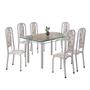 Imagem de Conjunto de Mesa Retangular 140x75cm Tampo de Vidro 6 Cadeiras Lavínea