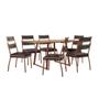 Imagem de Conjunto de Mesa Retangular com Tampo de MDP Marrom Claro Atlanta e 6 Cadeiras Atenas Revestimento Sintético Marrom e Cobre
