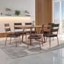 Imagem de Conjunto de Mesa Retangular com Tampo de MDP Marrom Claro Atlanta e 6 Cadeiras Atenas Revestimento Sintético Marrom e Cobre