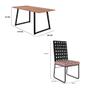 Imagem de Conjunto de Mesa Retangular com Tampo de MDP Marrom Claro Atlanta e 6 Cadeiras Tróia Revestimento Sintético Marsala e Preto