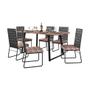 Imagem de Conjunto de Mesa Retangular com Tampo de MDP Marrom Claro Atlanta e 6 Cadeiras Tróia Revestimento Sintético Marsala e Preto