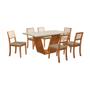 Imagem de Conjunto de Mesa Safira Tampo Vidro 6 Cadeiras Bege Madeira