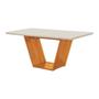 Imagem de Conjunto de Mesa Safira Tampo Vidro 6 Cadeiras Bege Madeira