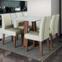 Imagem de Conjunto de Mesa Sala de Jantar Atenas com 4 Cadeiras Carvalho/Off White/Bege 0,90m Dobuê