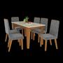 Conjunto de Mesa Sala de Jantar com 6 Cadeiras Roma Cinza/Freijo Off White/Tec Titanio - Indekes Imagem de Conjunto de Mesa Sala de Jantar com 6 Cadeiras Roma Cinza/Freijo Off White/Tec Titanio
