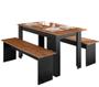 Imagem de Conjunto de Mesa Sala de jantar Gourmet Zanzini Primor com 2 Bancos  Natura/Preto