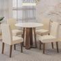 Imagem de Conjunto de Mesa Sala de Jantar Redonda Athenas 4 Cadeiras Cedro / Off White / Areia Dobuê