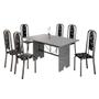 Imagem de Conjunto de Mesa Tubular 6 Cadeiras 140x75cm Mart Prata com Tampo em Granito Ocre Letícia 070 - Tudo de Móveis