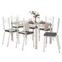 Imagem de Conjunto De Mesa Tubular Malva Vidro Branco 140 cm com 6 Cadeiras 119 Branco Platina Artefamol
