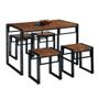 Imagem de Conjunto de Mesa Wooden com 4 Bancos Preto e Ipê