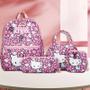 Imagem de Conjunto De Mochila Hello Kitty 4 Peças Alças Ajustáveis fechamento Com Zíper Bolsa Crossbody Com