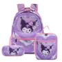 Imagem de Conjunto de mochilas, mochila infantil Kuromi, lancheira