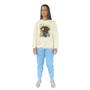 Imagem de Conjunto de Moletom Feminino Blusa Sem Capuz e Calça Jogger Estampado