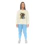 Imagem de Conjunto de Moletom Feminino Blusa Sem Capuz e Calça Jogger Estampado