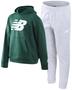 Imagem de Conjunto de moletom New Balance Boys Fleece Pulôver com Capuz Verde Cinza