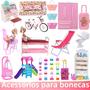 Imagem de Conjunto de Móveis Barbie em Miniatura 1:12 - Guarda-Roupa, Cama, Sofá e Mais