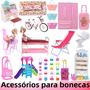 Imagem de Conjunto de Móveis Barbie em Miniatura 1:12 - Guarda-Roupa, Cama, Sofá e Mais
