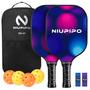 Imagem de Conjunto de pás Pickleball niupipo MX-64 com aderência aprimorada