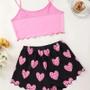 Imagem de Conjunto de Pijama Feminino Rosa com Estampa Amor - Regata e Shorts (P, M, L)