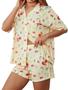 Imagem de Conjunto de pijamas LIUYANFENGZ, camisa e calça femininas com estampa de frutas