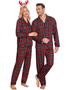 Imagem de Conjunto de pijamas SWOMOG para casais, Natal, mulheres e homens, Green Grid