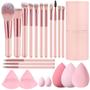 Imagem de Conjunto de pincéis de maquiagem auroray Mini Travel, 14 unidades com estojo rosa