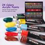 Imagem de Conjunto de Pintura Acrílica PUOPOSTY para Crianças - Com Cavalete e 24 Tintas