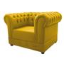 Imagem de Conjunto de Poltrona Cadeira Decorativa Chesterfield e Sofá 2 lugares Suede Amarelo Sala de Estar Recepção Luxo Capitonê - AM Decor