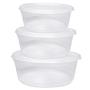 Imagem de Conjunto de pote de plastico oval com tampa 3 pecas pmg 600/1100/1600ml - PLASMOTTA