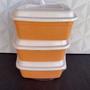 Imagem de Conjunto de pote de plástico quadrado colors com 3 peças com tampa de plástico - 1500ml