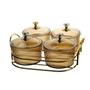 Imagem de Conjunto de Potes Multiuso Com Suporte Dourado 5pçs
