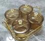 Imagem de Conjunto de Potes Multiuso Com Suporte Dourado 5pçs