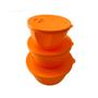 Imagem de Conjunto de Potes Plástico Redondos c/ Válvula Para Freezer Microondas Lava Louças - 350/650/1200ml