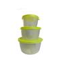 Imagem de Conjunto de Potes Plástico Redondos c/ Válvula Para Freezer Microondas Lava Louças - 350/650/1200ml