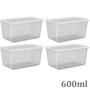Imagem de Conjunto de Potes Plásticos 4 Pequenos de 600ml e 1 Grande de 4,5L Basic Coza Natural
