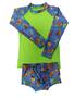 Imagem de Conjunto de praia infantil menino proteção UV - camiseta raglan e sunga boxer 0 a 16 anos